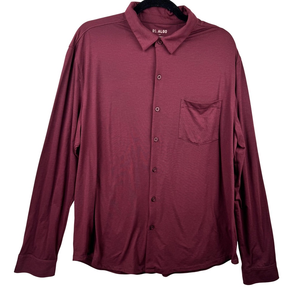 01.Algo Performance Shirt Mens XL Burgundy Long‎ Sleeve Wicking Stretch Gorpcore